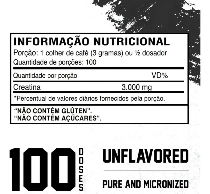 Información nutricional de Creatina Drive 300 g