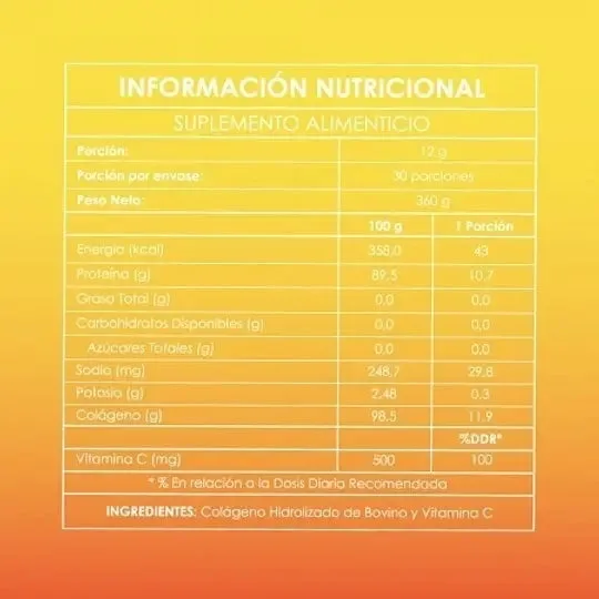 Información nutricional de Just Collagen 360 g