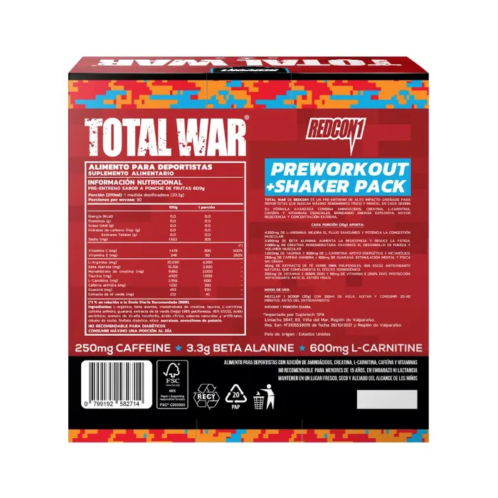 Información nutricional de Pack Total War