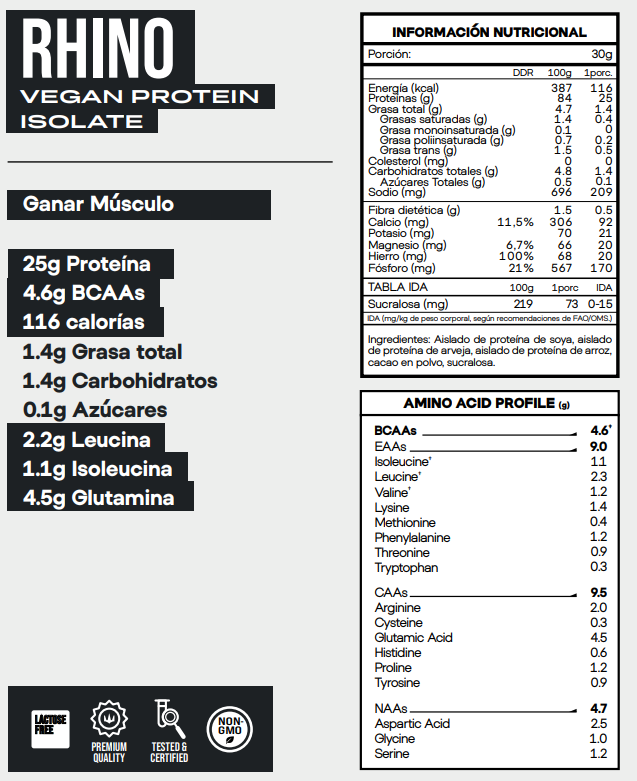 RHINO Vegan Protein Isolate 2 lb