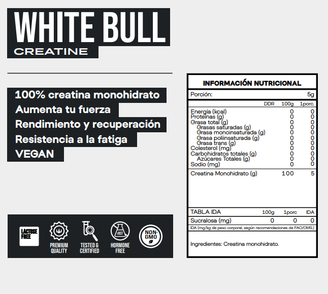WHITE BULL 100% Creatine Monohydrate 300 g