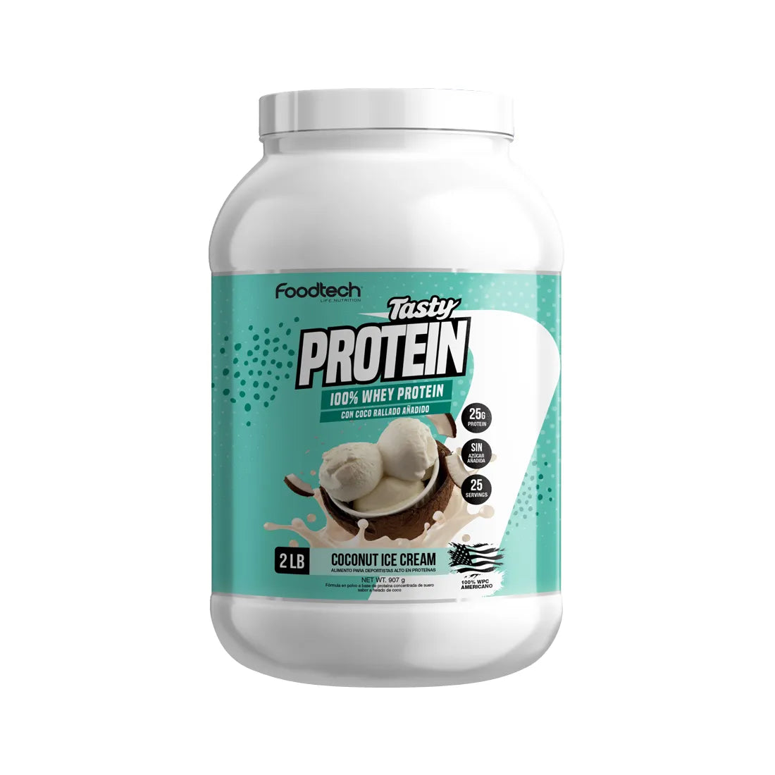 Foodtech Tasty Protein 100% Whey 2lbs Coconut ice cream
