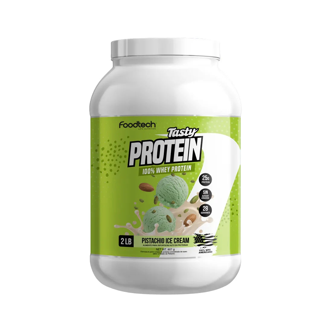 Foodtech Tasty Protein 100% Whey 2lbs Pistachio Ice Cream