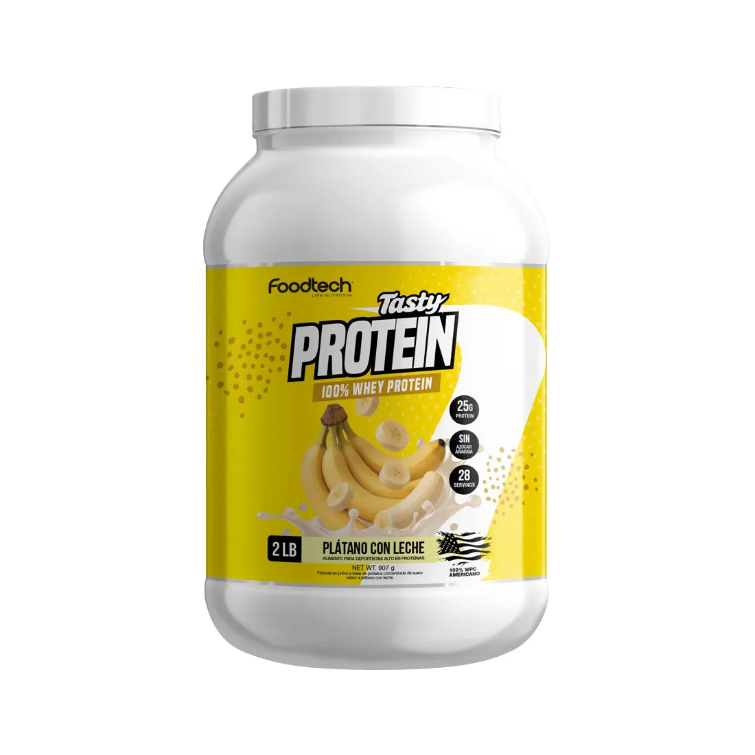 Foodtech Tasty Protein 100% Whey 2lbs Plátano con Leche